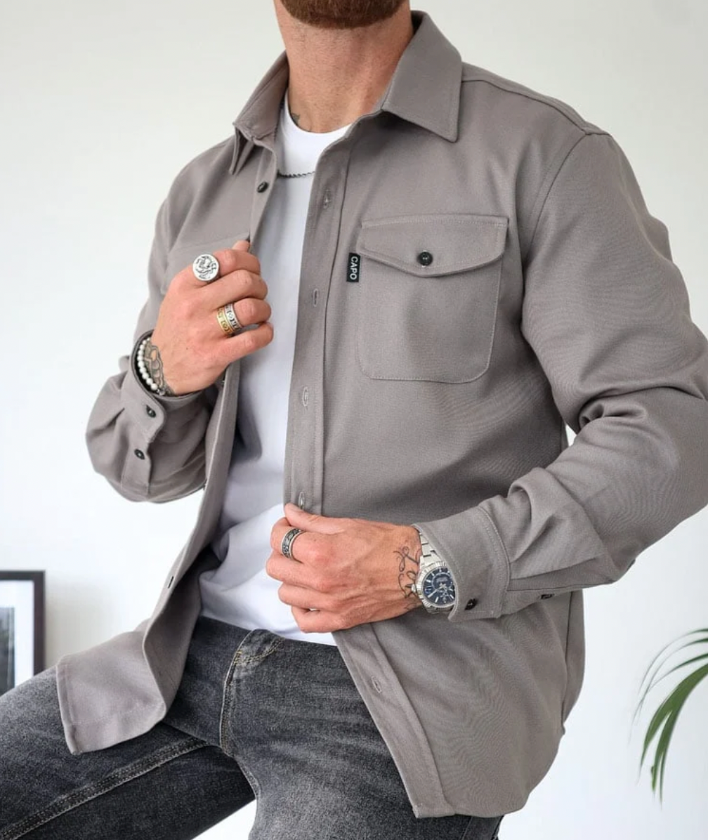 Męska Koszula Oversize Kieszenie Piersiowe Regular Fit
