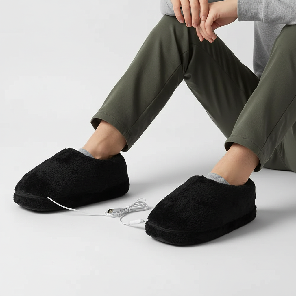 Zimowe kapcie ogrzewane USB pluszowe unisex rozmiary 35-46