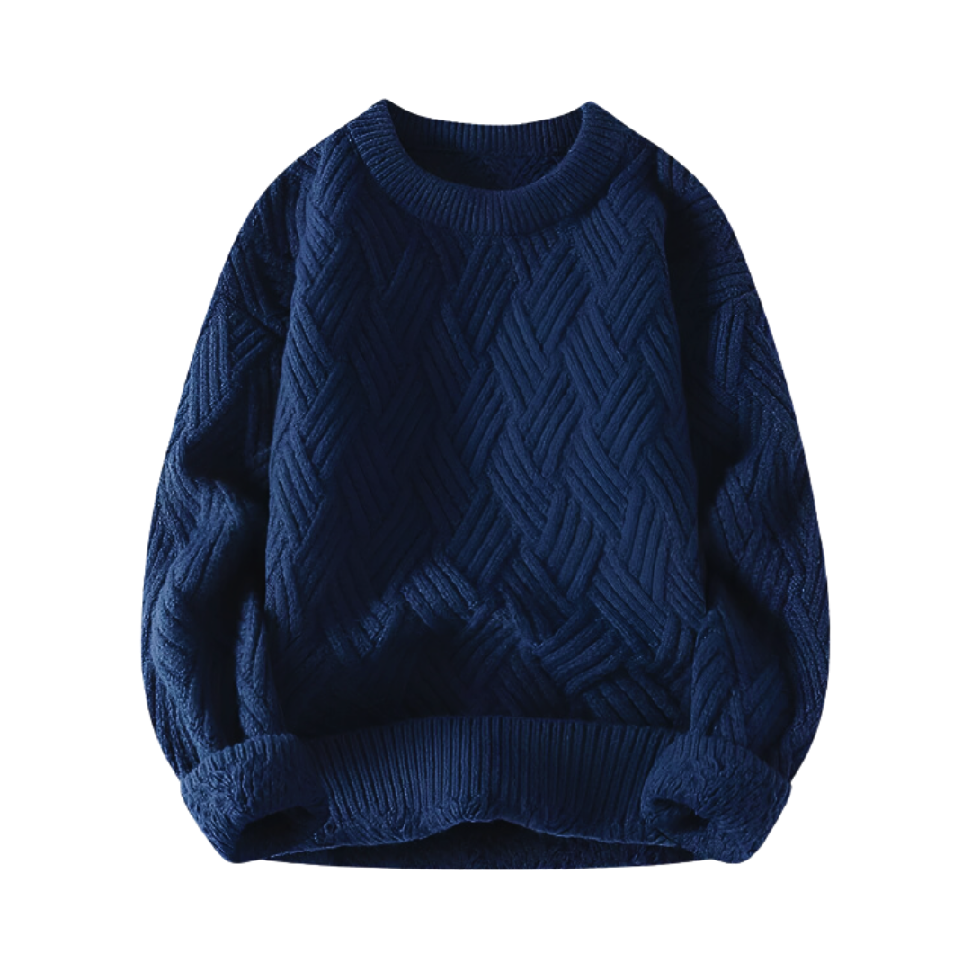 Męski sweter w warkocze - mieszanka wełny - klasyczny - ciepły