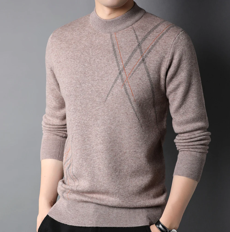 Sweter męski - wysokiej jakości - okrągły dekolt - stylowy