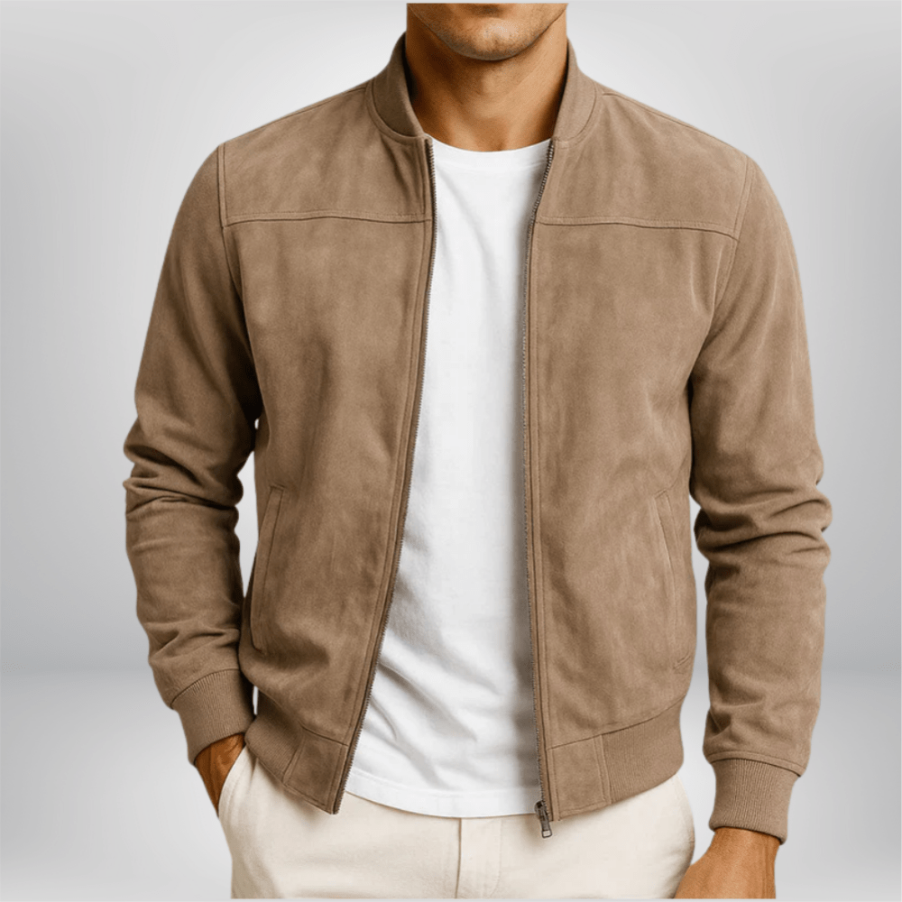 Kurtka Skórzana Męska Bomber | Dopasowany Krój, Minimalistyczny Design