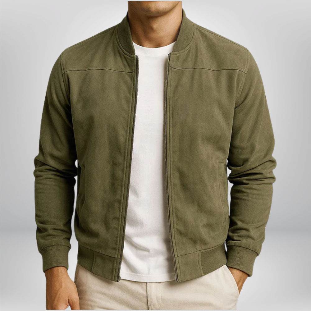 Kurtka Skórzana Męska Bomber | Dopasowany Krój, Minimalistyczny Design