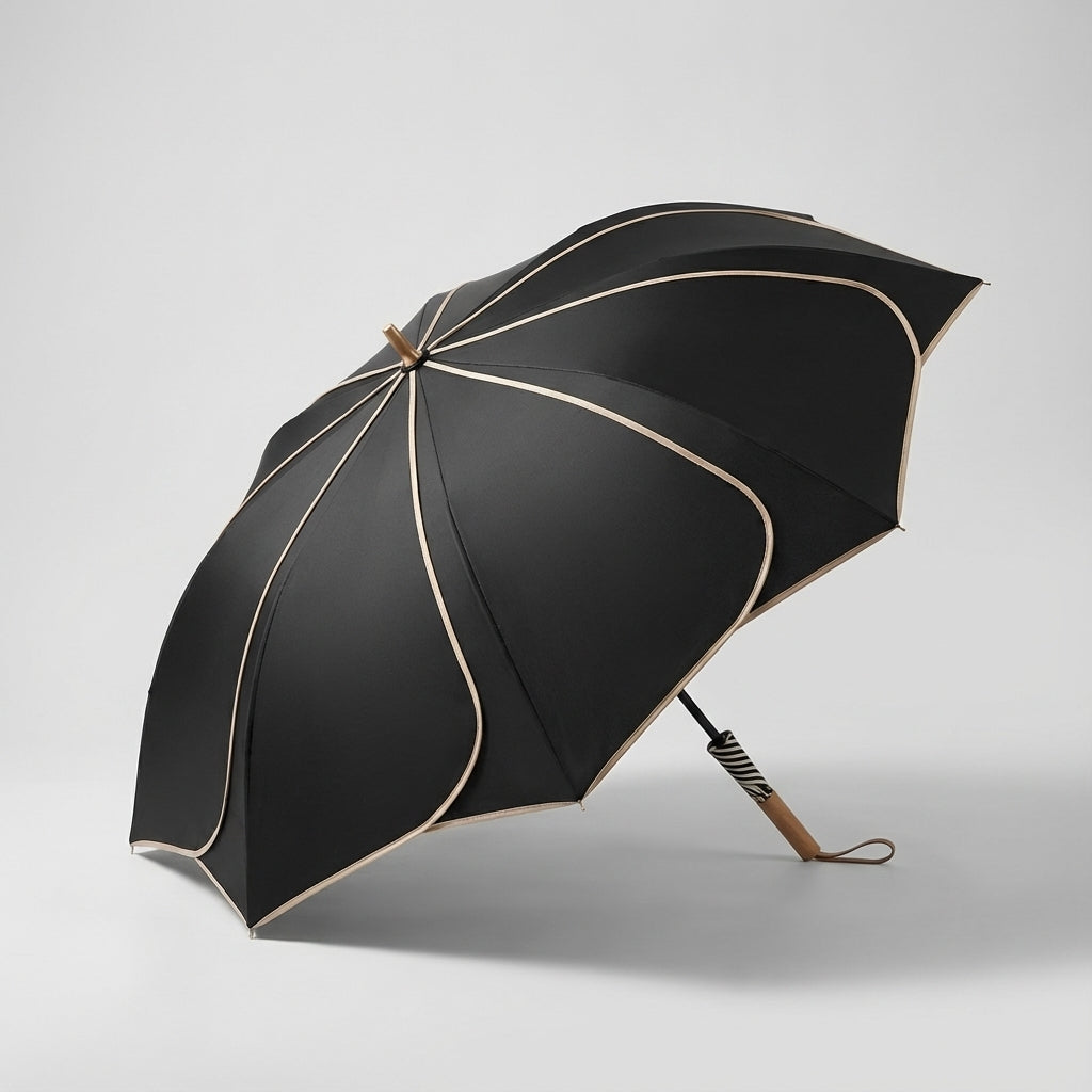 Parasol damski kwiatowy | Ochrona przed deszczem i UV | Drewniana rączka