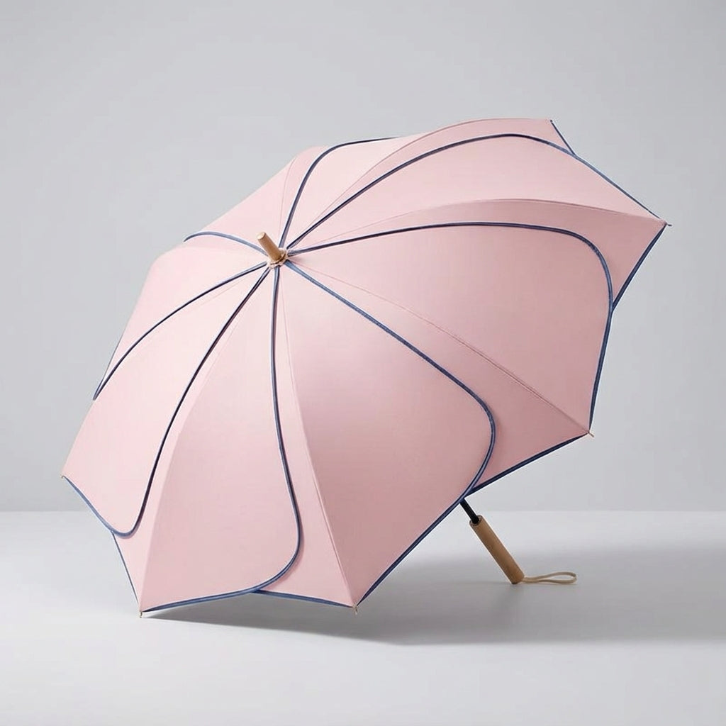 Parasol damski kwiatowy | Ochrona przed deszczem i UV | Drewniana rączka