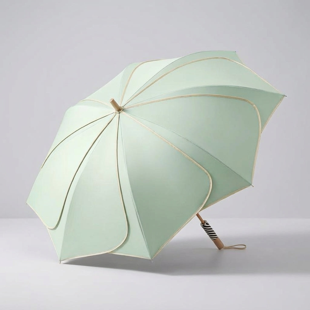 Parasol damski kwiatowy | Ochrona przed deszczem i UV | Drewniana rączka