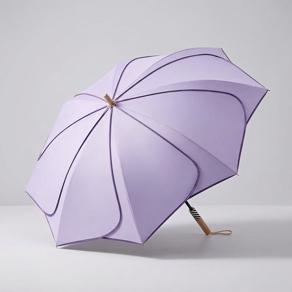 Parasol damski kwiatowy | Ochrona przed deszczem i UV | Drewniana rączka