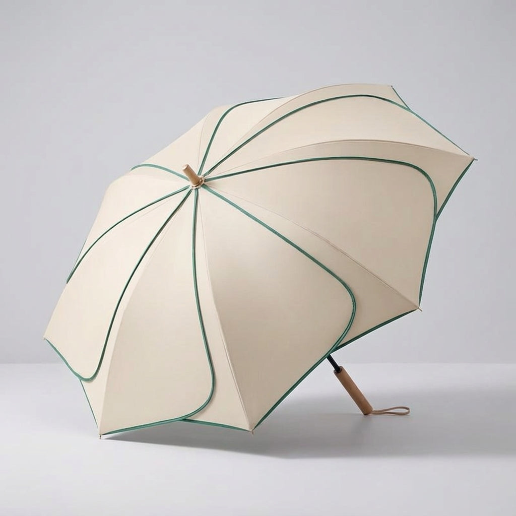 Parasol damski kwiatowy | Ochrona przed deszczem i UV | Drewniana rączka