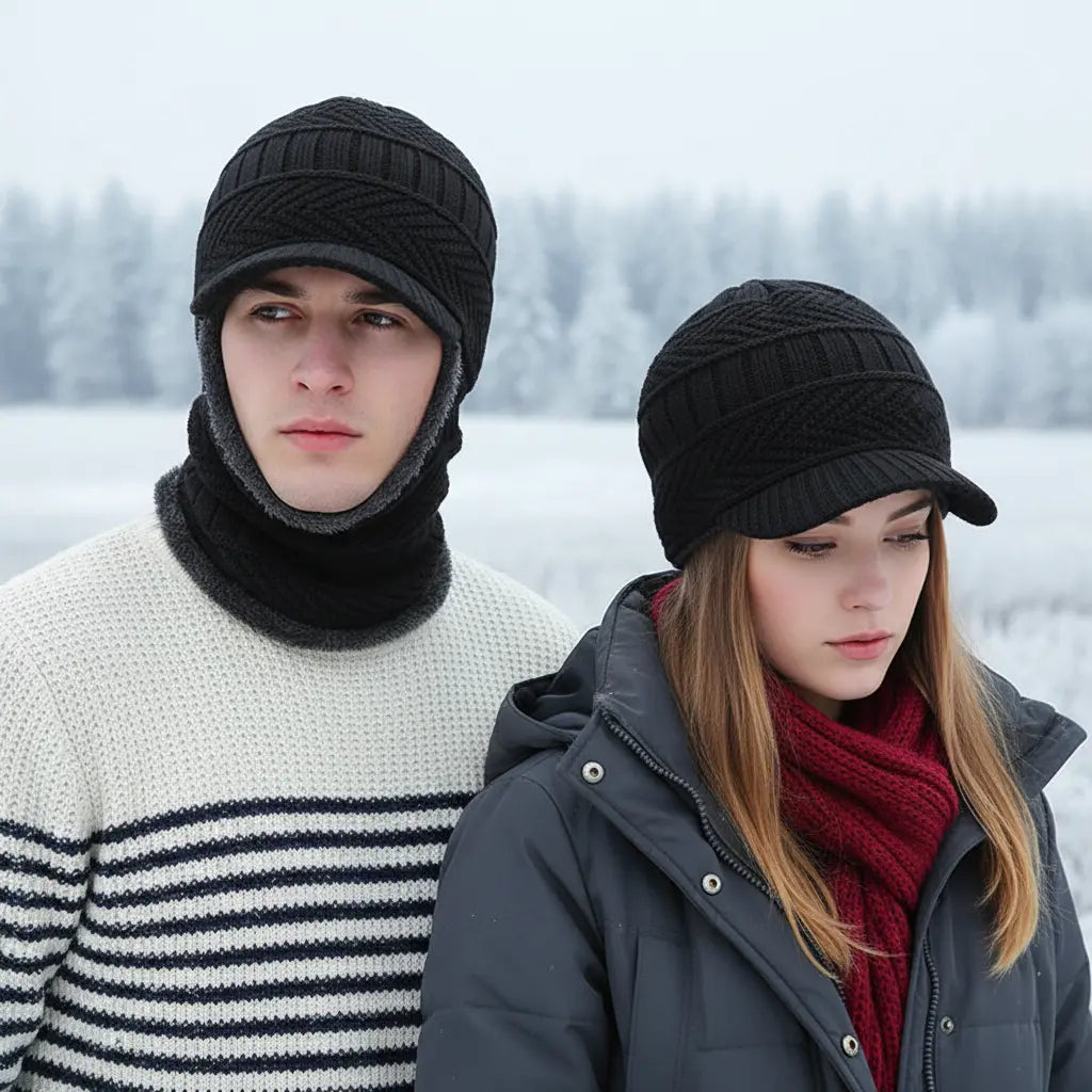 Zimowa czapka z ochroną twarzy i szyi elastyczna unisex