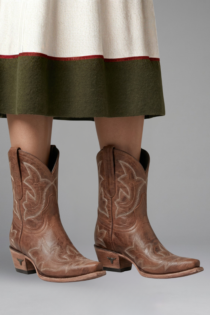 Damskie Buty Kowbojskie Haft Skóra