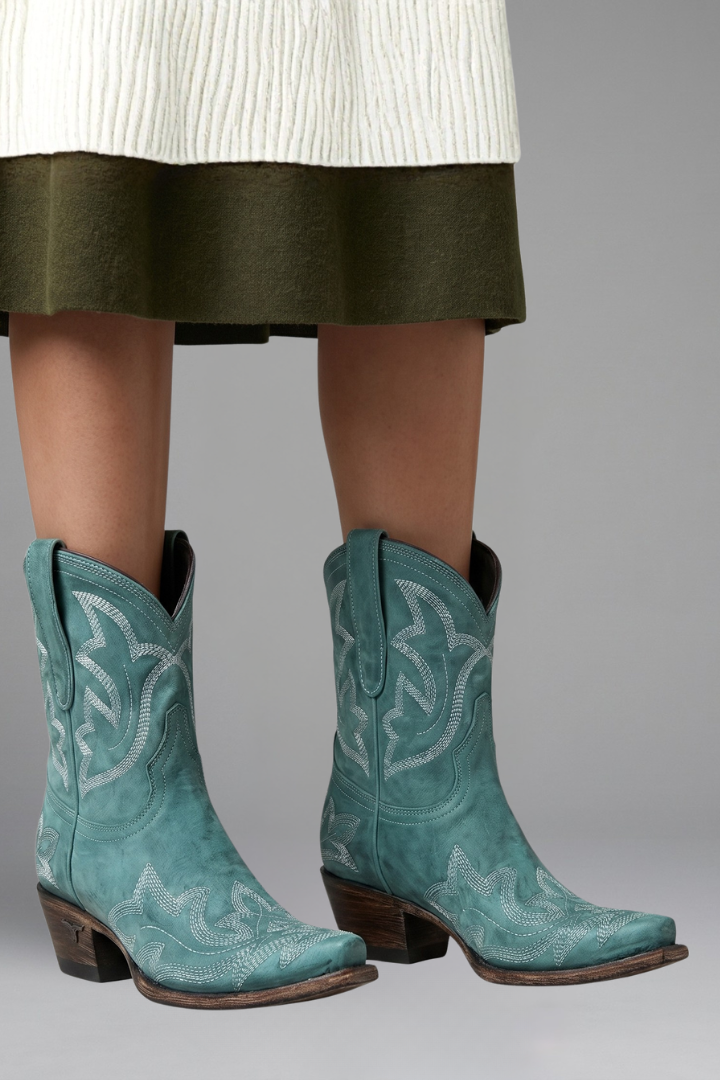 Damskie Buty Kowbojskie Haft Skóra