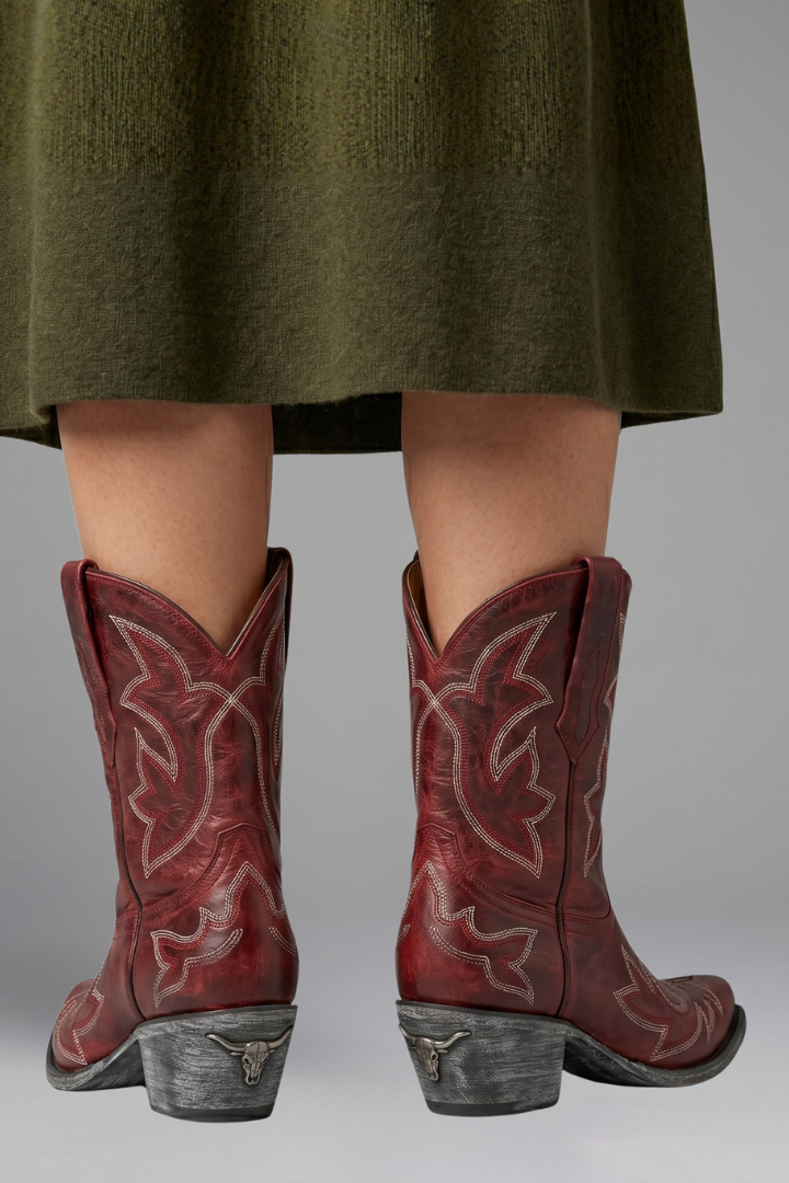 Damskie Buty Kowbojskie Haft Skóra