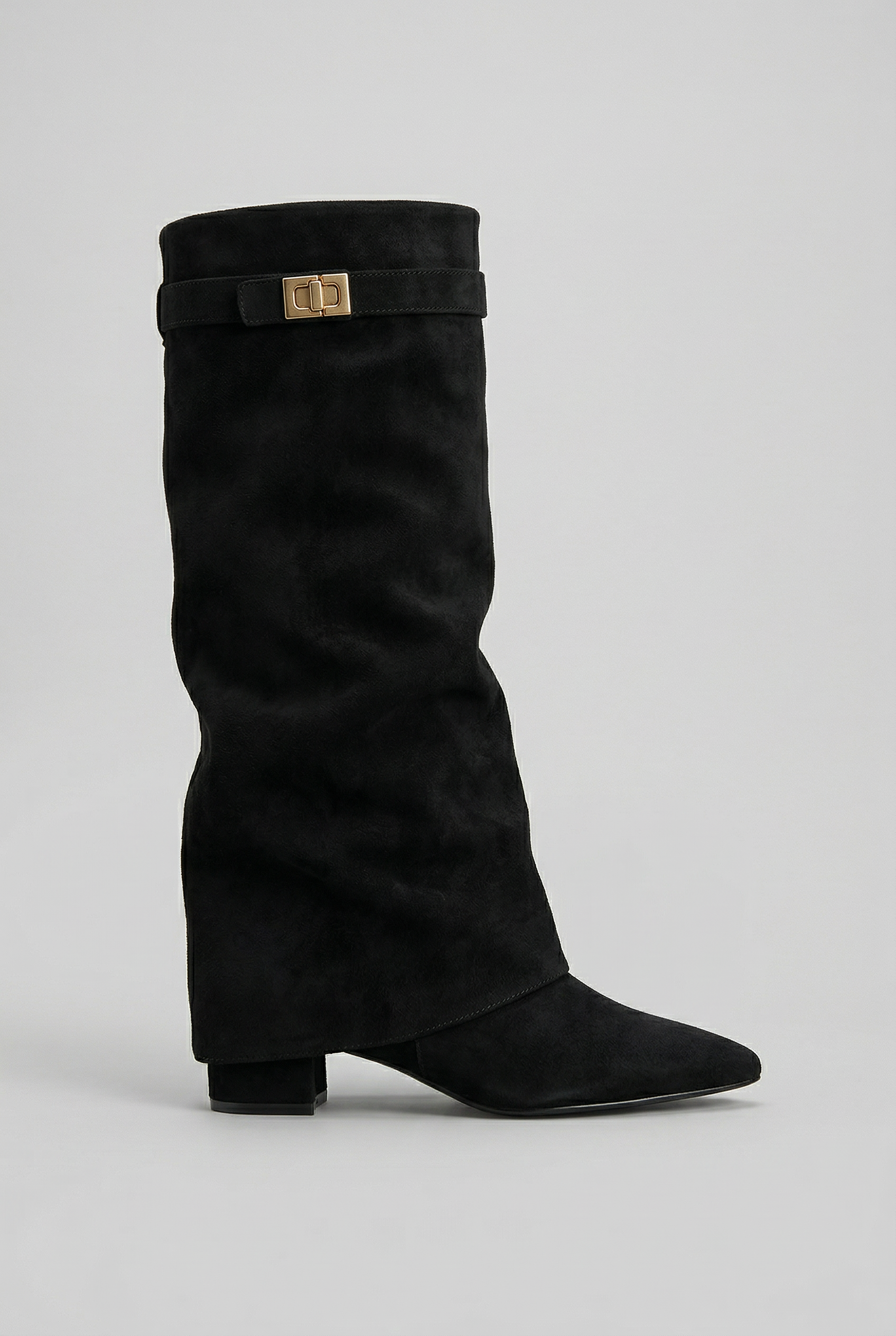 Buty damskie | Obcas blokowy, zamek błyskawiczny | Zamsz i skóra