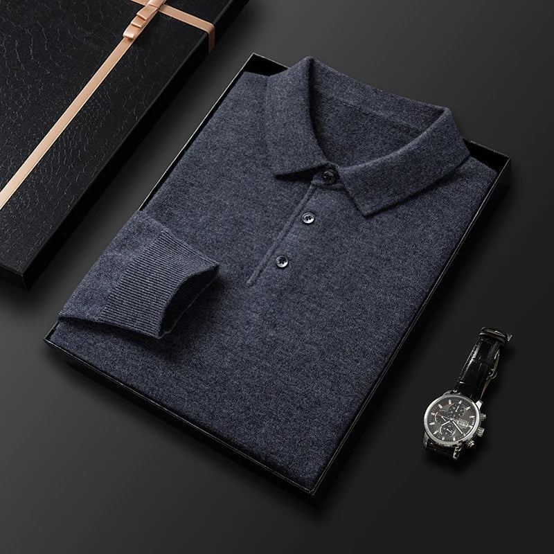 Męski sweter polo - wysokiej jakości - klasyczny - elegancki
