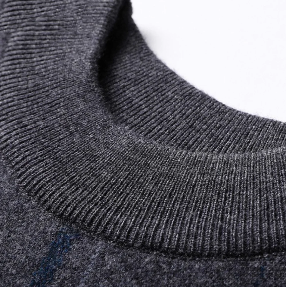 Sweter męski - wysokiej jakości - okrągły dekolt - stylowy