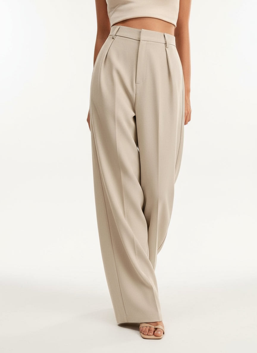 Spodnie Taille Haute Jambes Larges | Damskie, Eleganckie