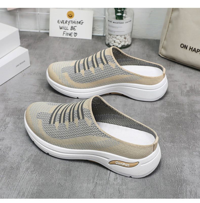 Damskie wsuwane trampki z dzianiny slip-on niska podeszwa