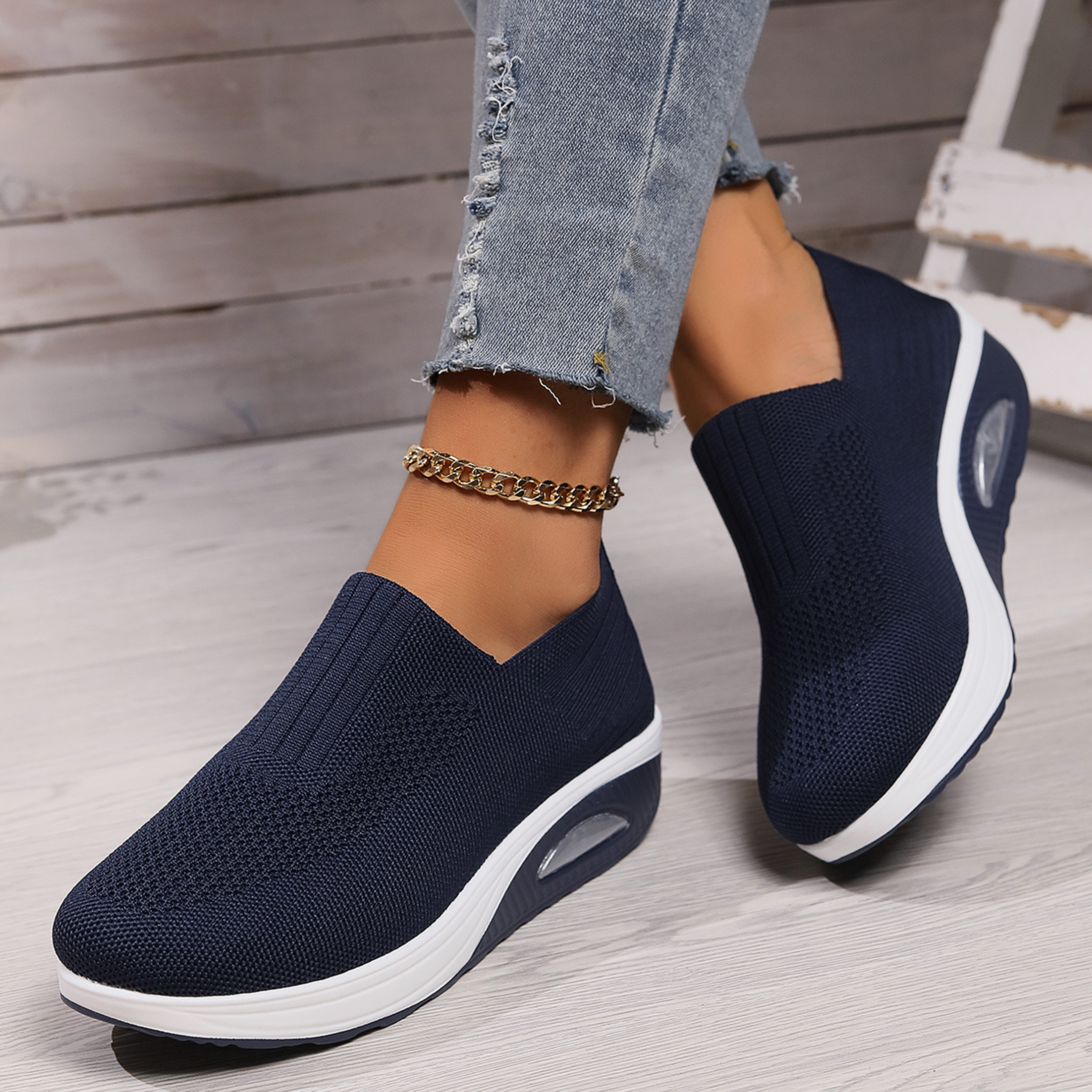 Buty Slip-On | Ortopedyczne Oddychające Kliny | Lekkie Wygodne