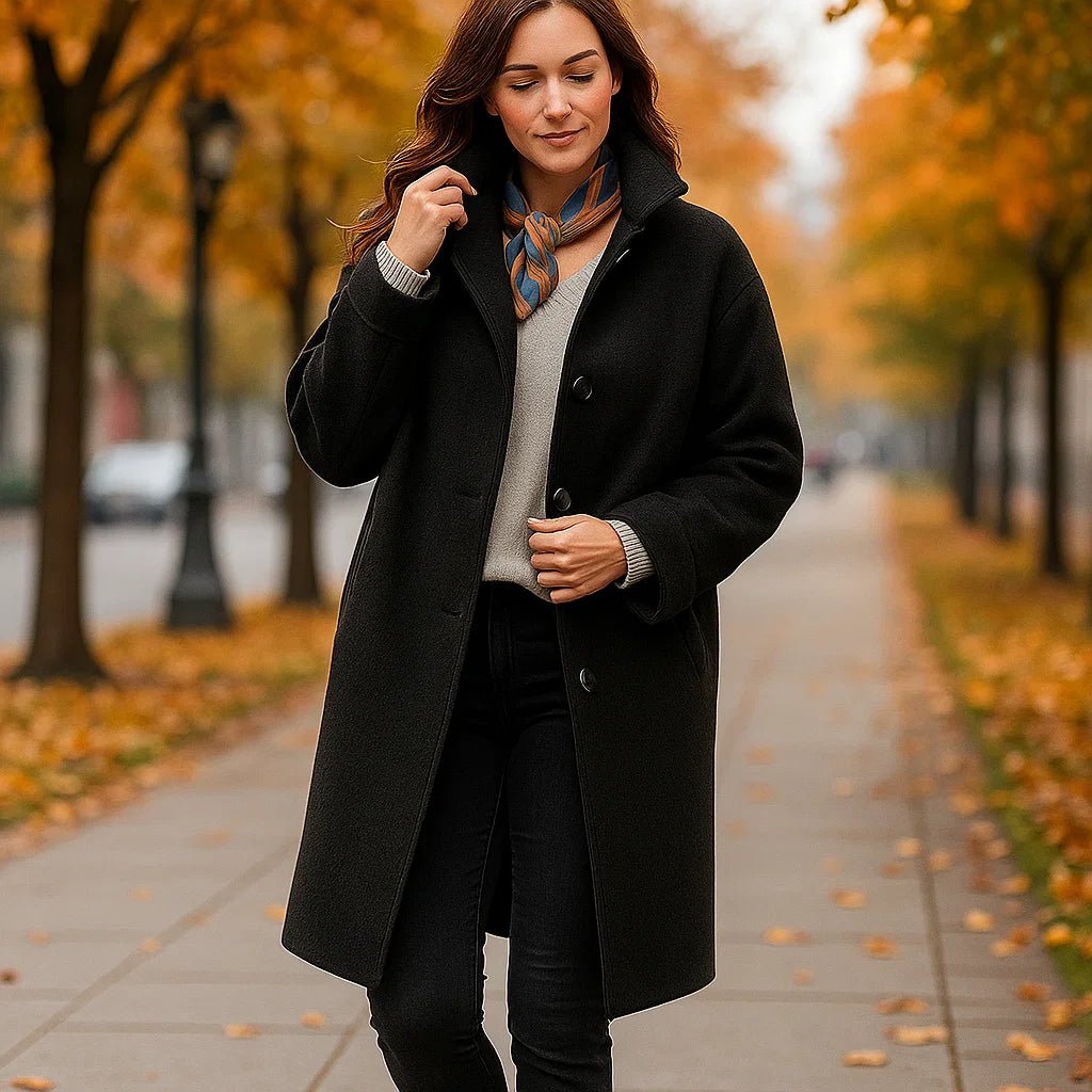 Averie Wełniany Płaszcz Damski – Elegancja i Styl