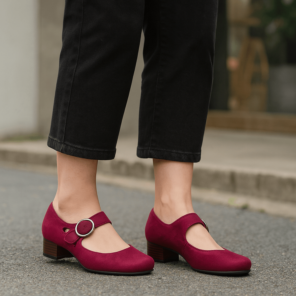 Beatrice – Skórzane Sandały na Obcasie z Klamrą Ortopedyczną - vivano - warszawa