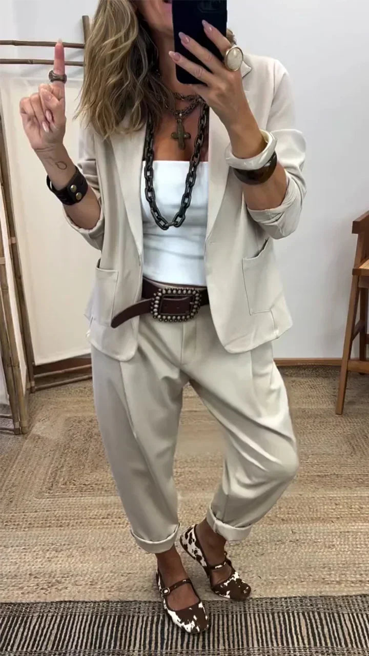 Garnitur Żakiet Spodnie | Beż, Czarny, Szary | Tailor Casual