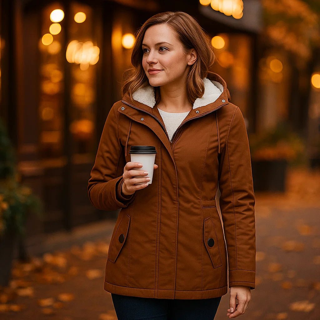 Camila Plisseret Bomuldsfrakke - Hætte - Let & Stilfuld - vivano - warszawa