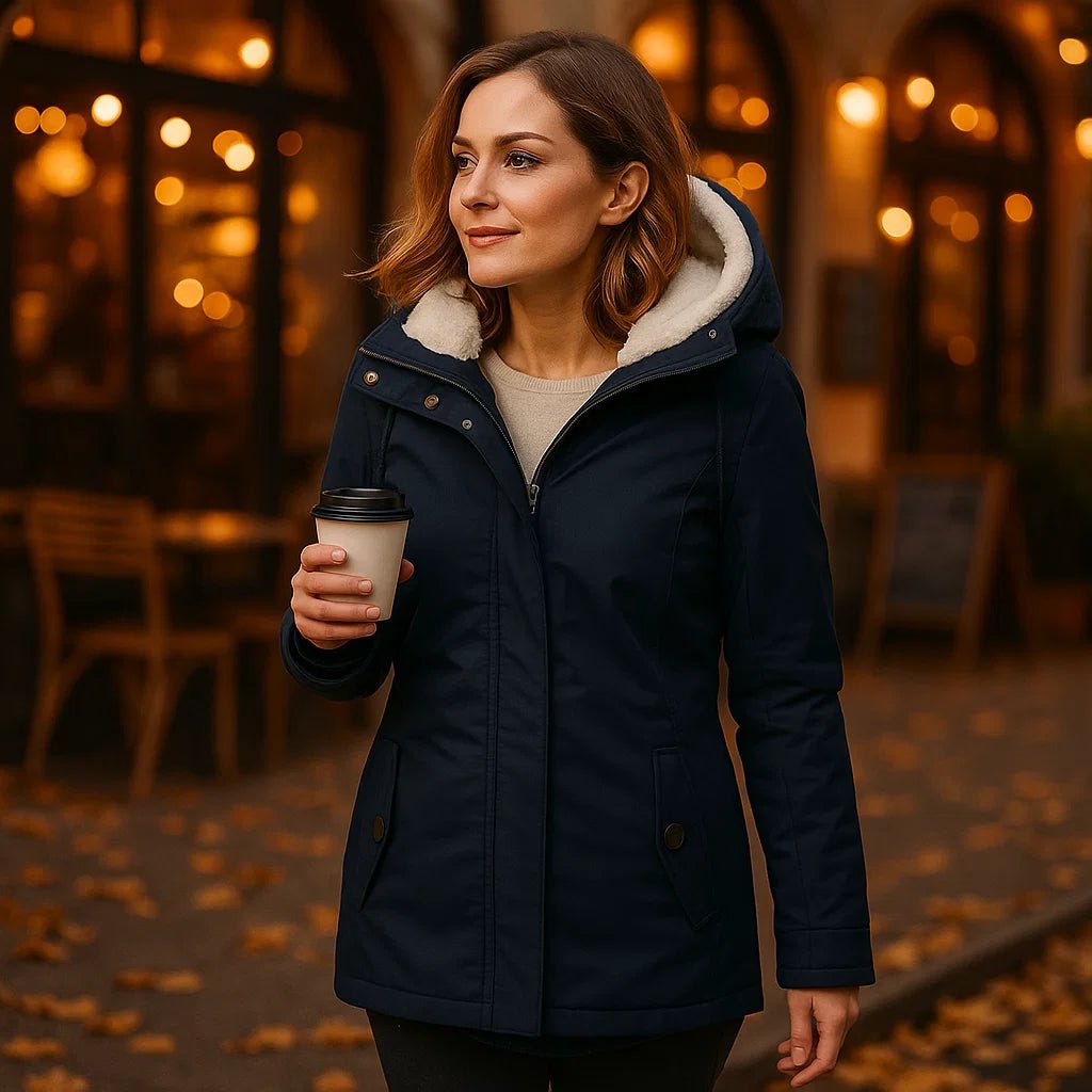 Camila Plisseret Bomuldsfrakke - Hætte - Let & Stilfuld - vivano - warszawa