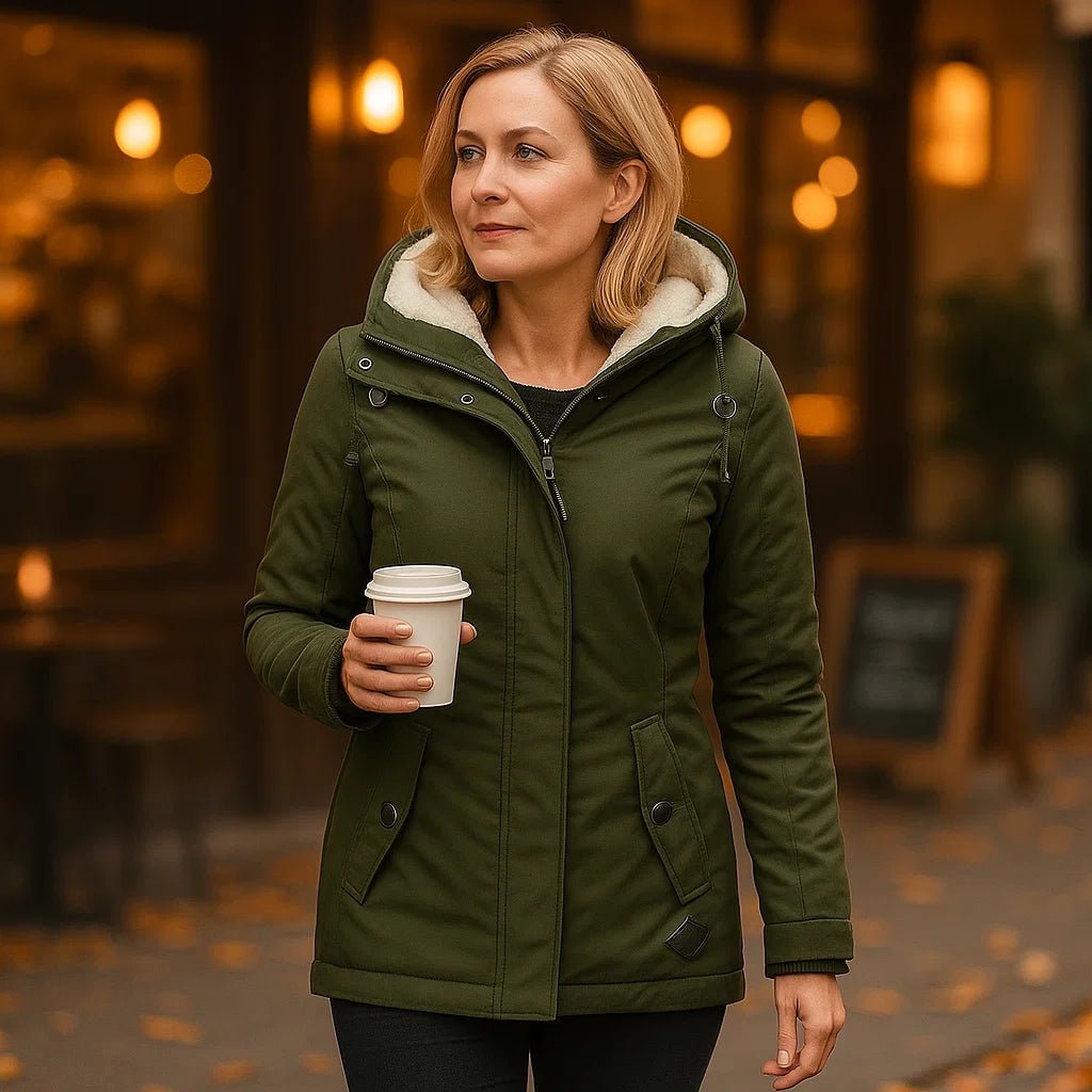 Camila Plisseret Bomuldsfrakke - Hætte - Let & Stilfuld - vivano - warszawa