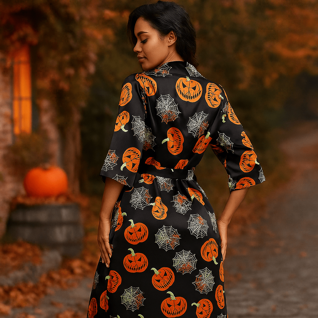 Cecilia kostium Halloween - Wzór dyniowy - Unikalny i zabawny strój - vivano - warszawa