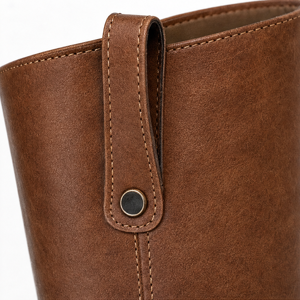 Damskie Kozaki Cuissarde Slip-On Blok Obcas