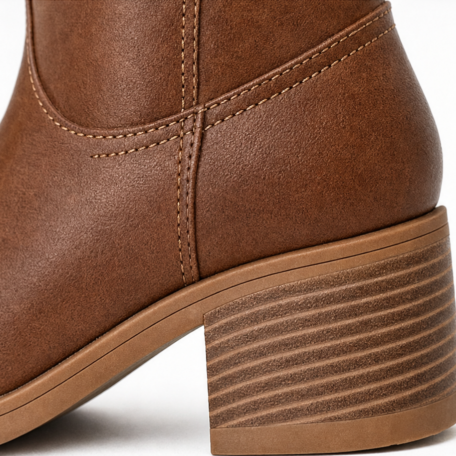 Damskie Kozaki Cuissarde Slip-On Blok Obcas