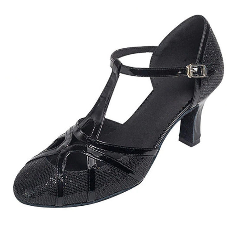 Buty do tańca łacinskiego damskie czółenka z brokatem obcas 7cm