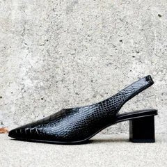 Czółenka Wintage Pointed Slingback - Blokowy obcas - vivano - warszawa