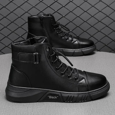 Buty męskie | Czarna skóra, wodoodporne, terenowe