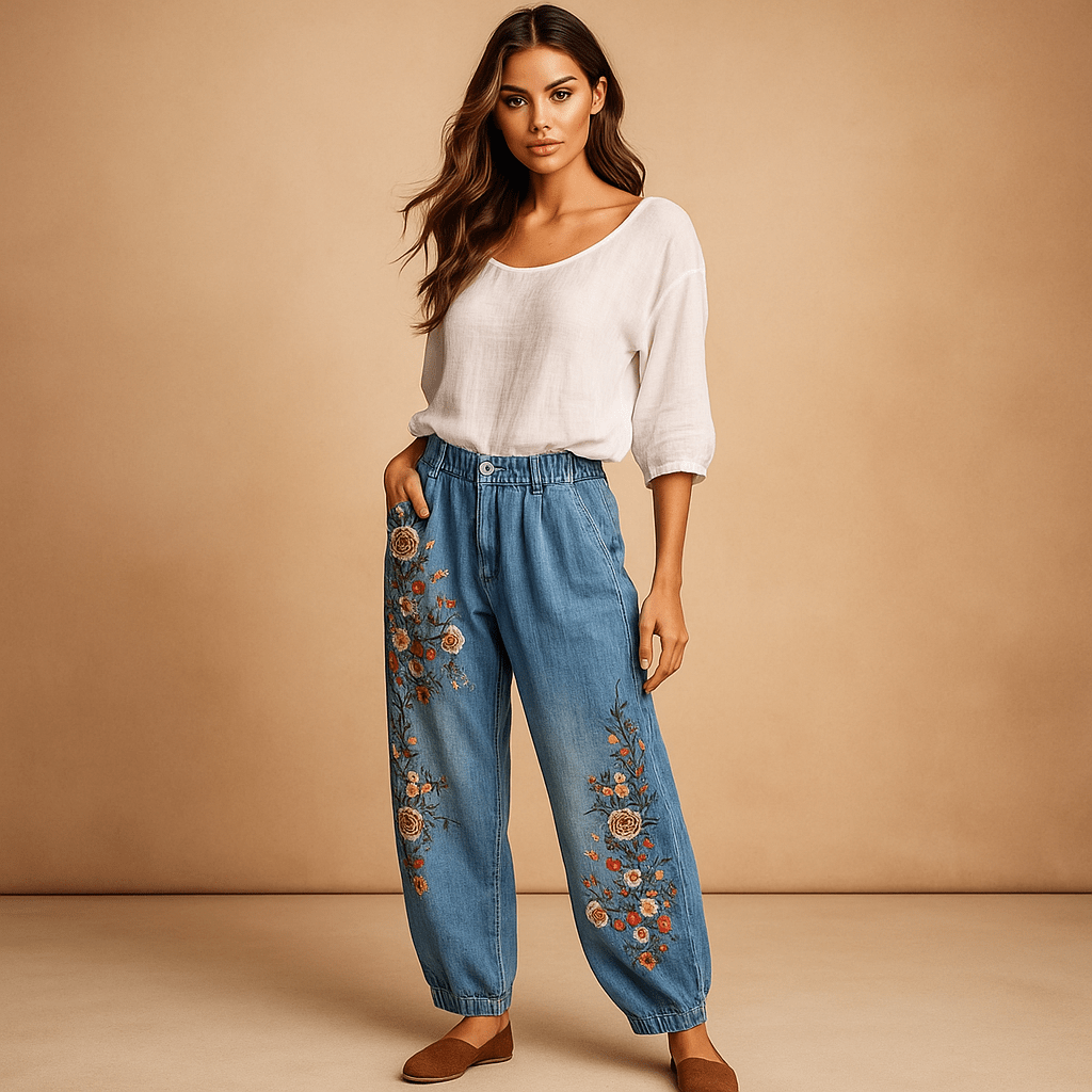 Dame Denim Cargo Spodnie - Szerokie Luźne Dżinsowe Wysoki Stan - vivano - warszawa