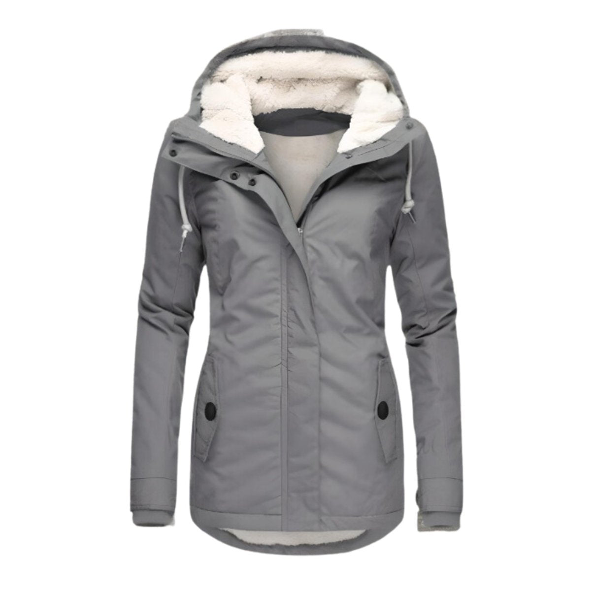 Damski Parka Sherpa Wodoodporny Zimowy Kaptur