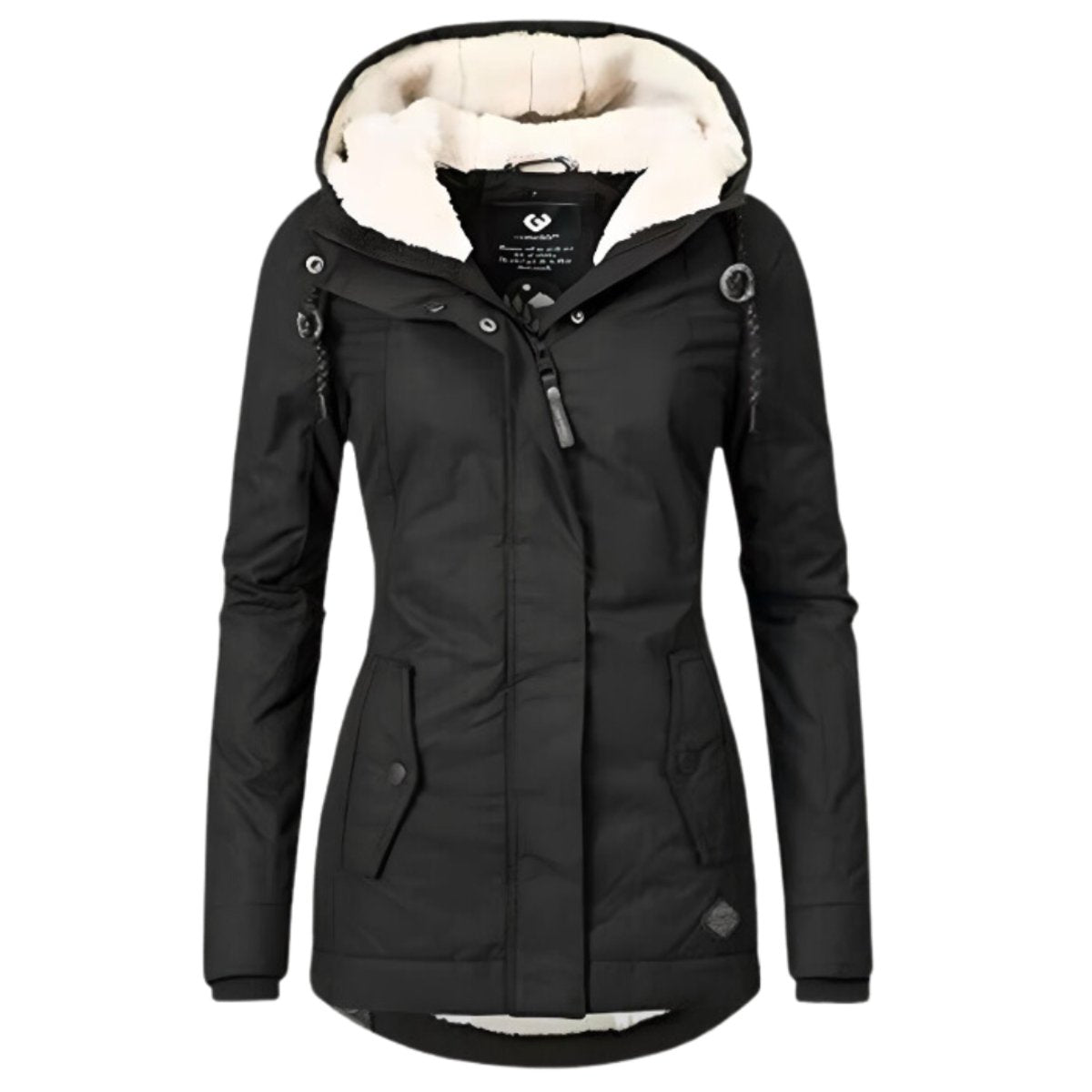 Damski Parka Sherpa Wodoodporny Zimowy Kaptur