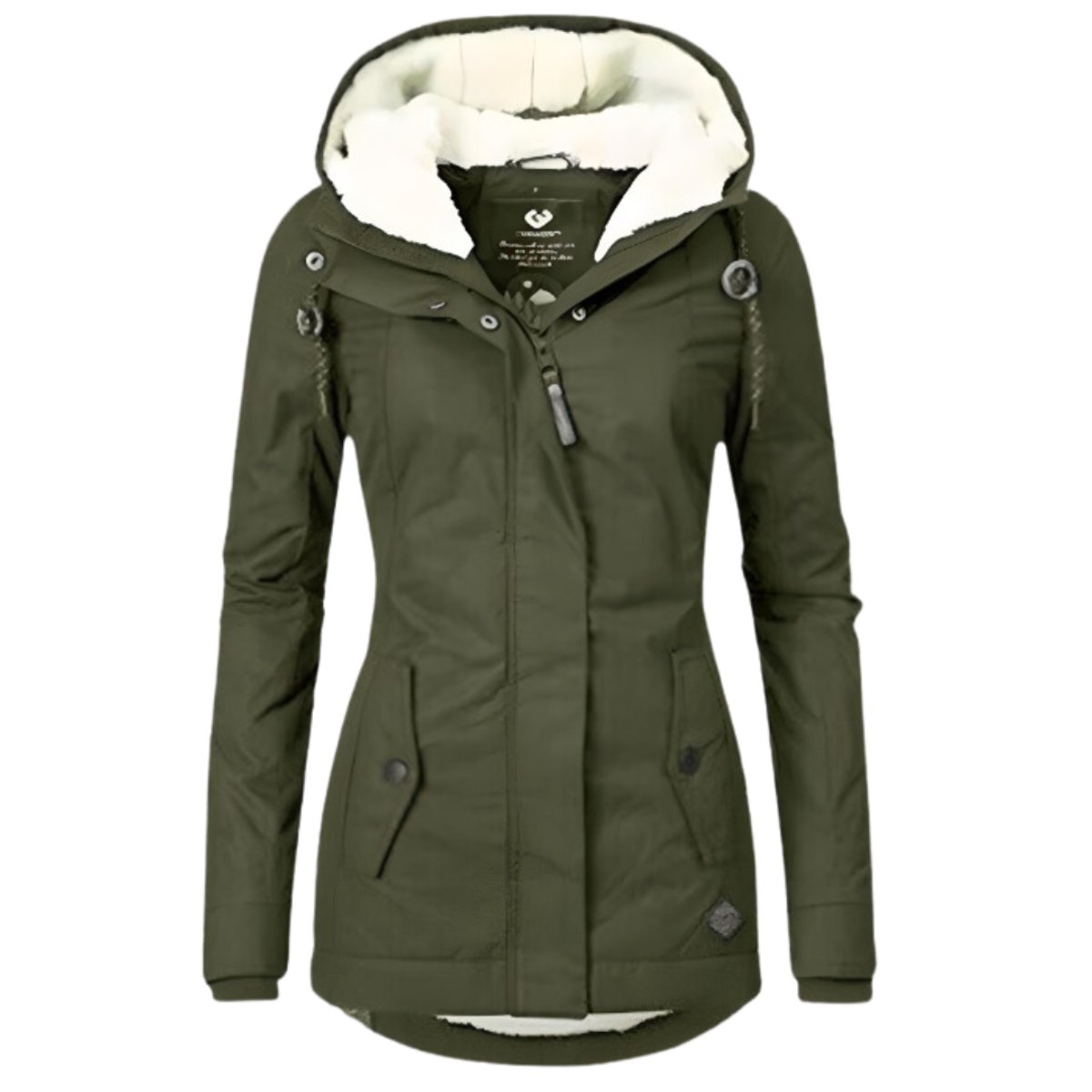 Damski Parka Sherpa Wodoodporny Zimowy Kaptur