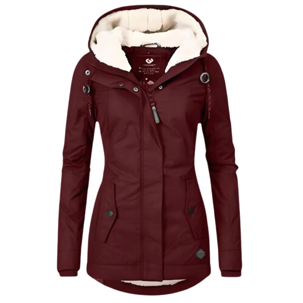 Damski Parka Sherpa Wodoodporny Zimowy Kaptur