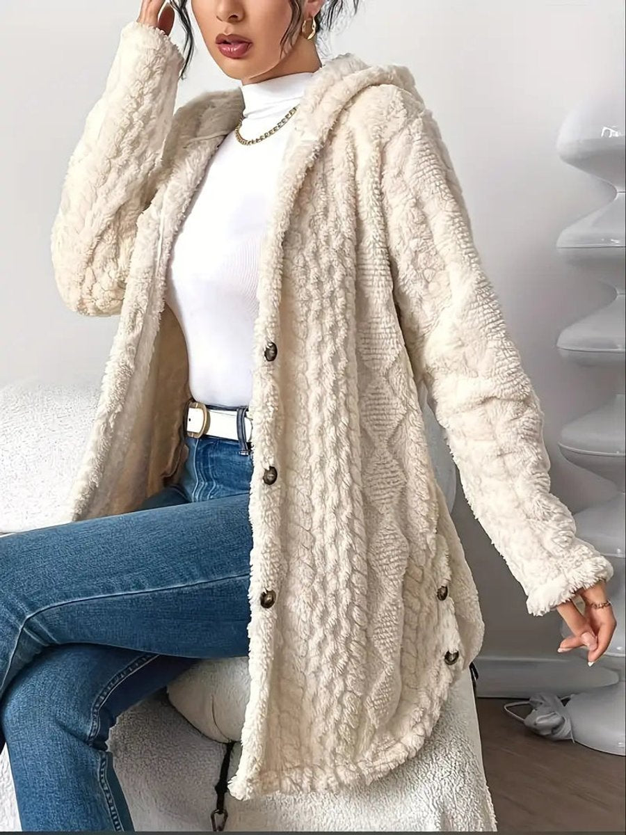 Wynne | Damski Pluszowy Kardigan z Kapturem Oversized