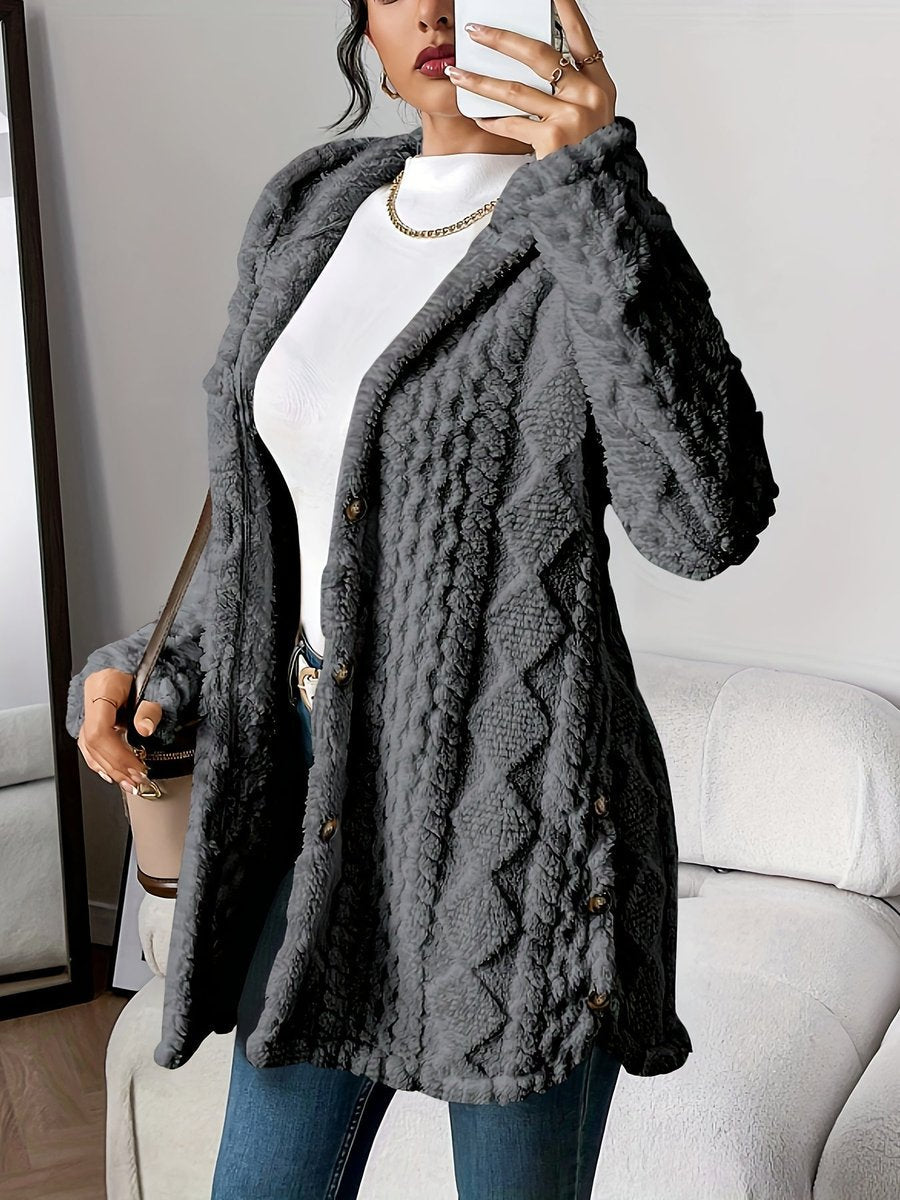 Wynne | Damski Pluszowy Kardigan z Kapturem Oversized