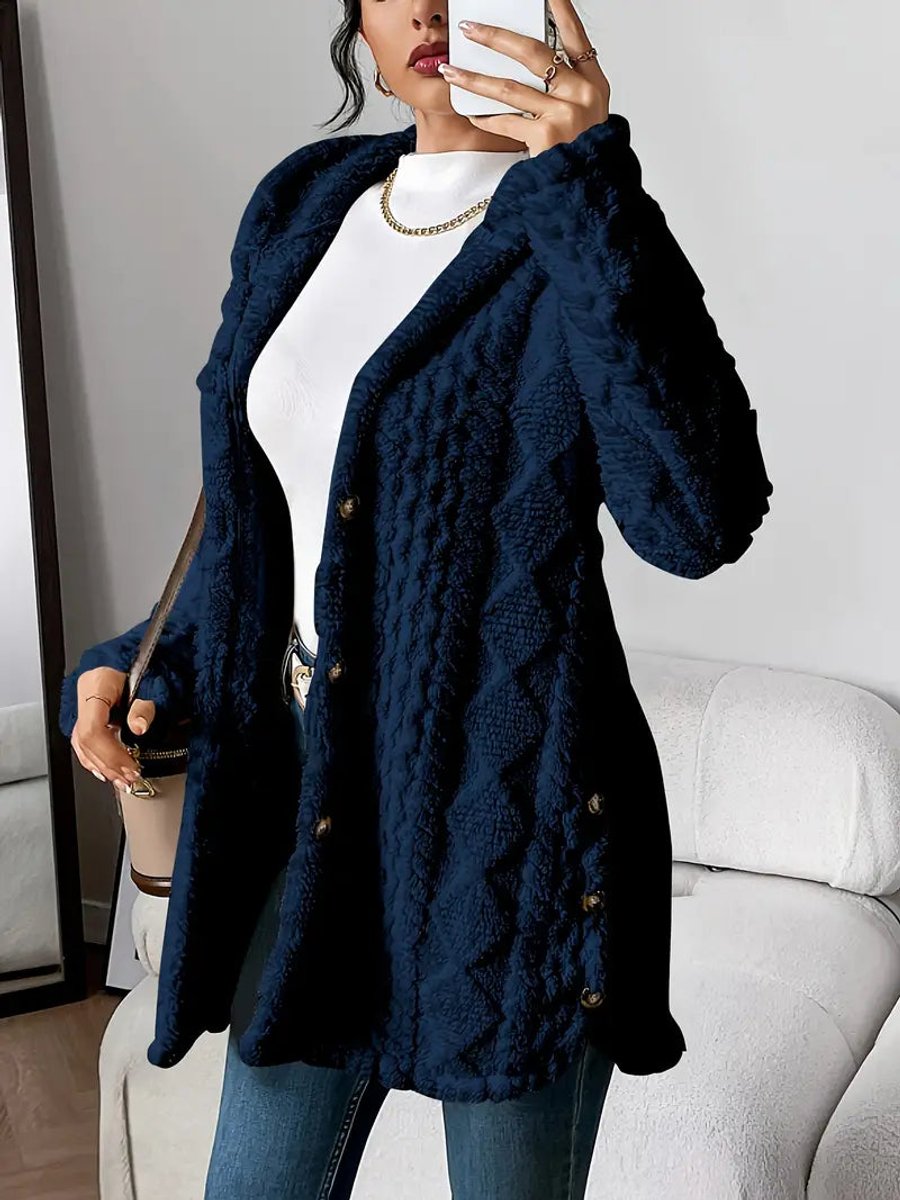 Wynne | Damski Pluszowy Kardigan z Kapturem Oversized
