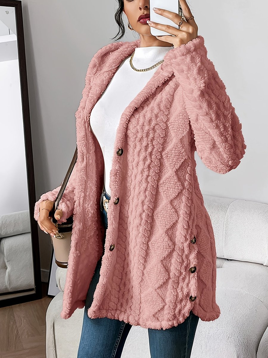 Wynne | Damski Pluszowy Kardigan z Kapturem Oversized
