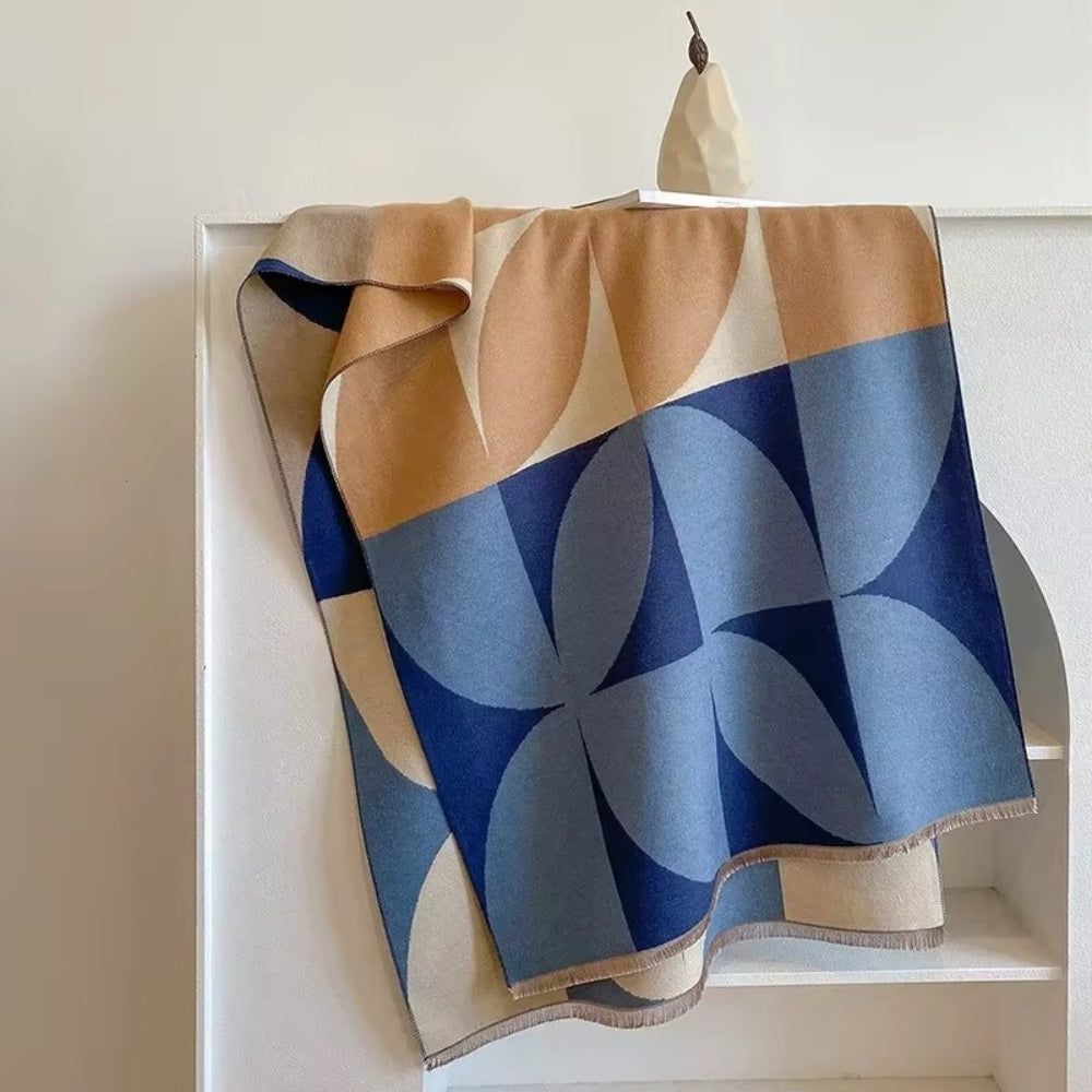Szalik Damski | Dwustronny, Z Mikrofibry | Geometryczny Wzór, Na Zimę