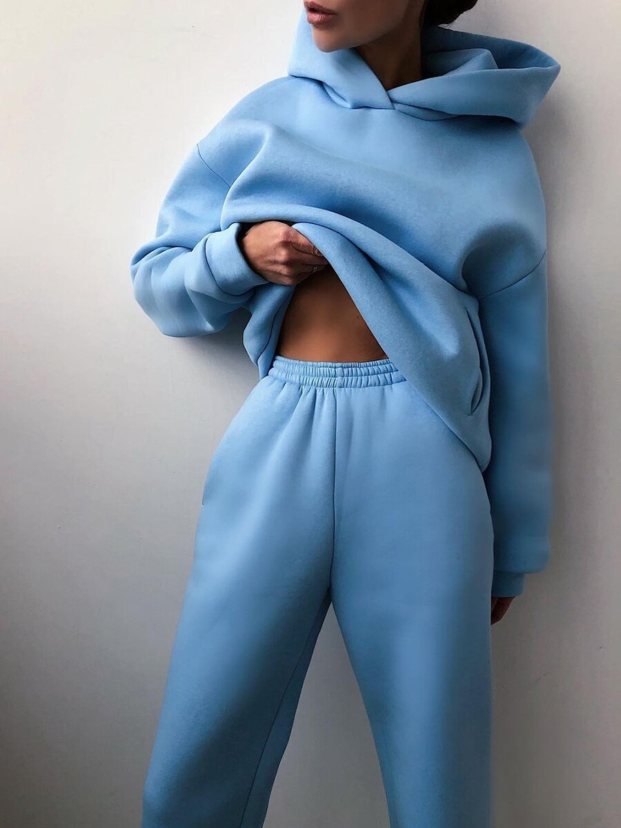 Komplet damski | Bluza z kapturem, spodnie joggingowe | Wygodny