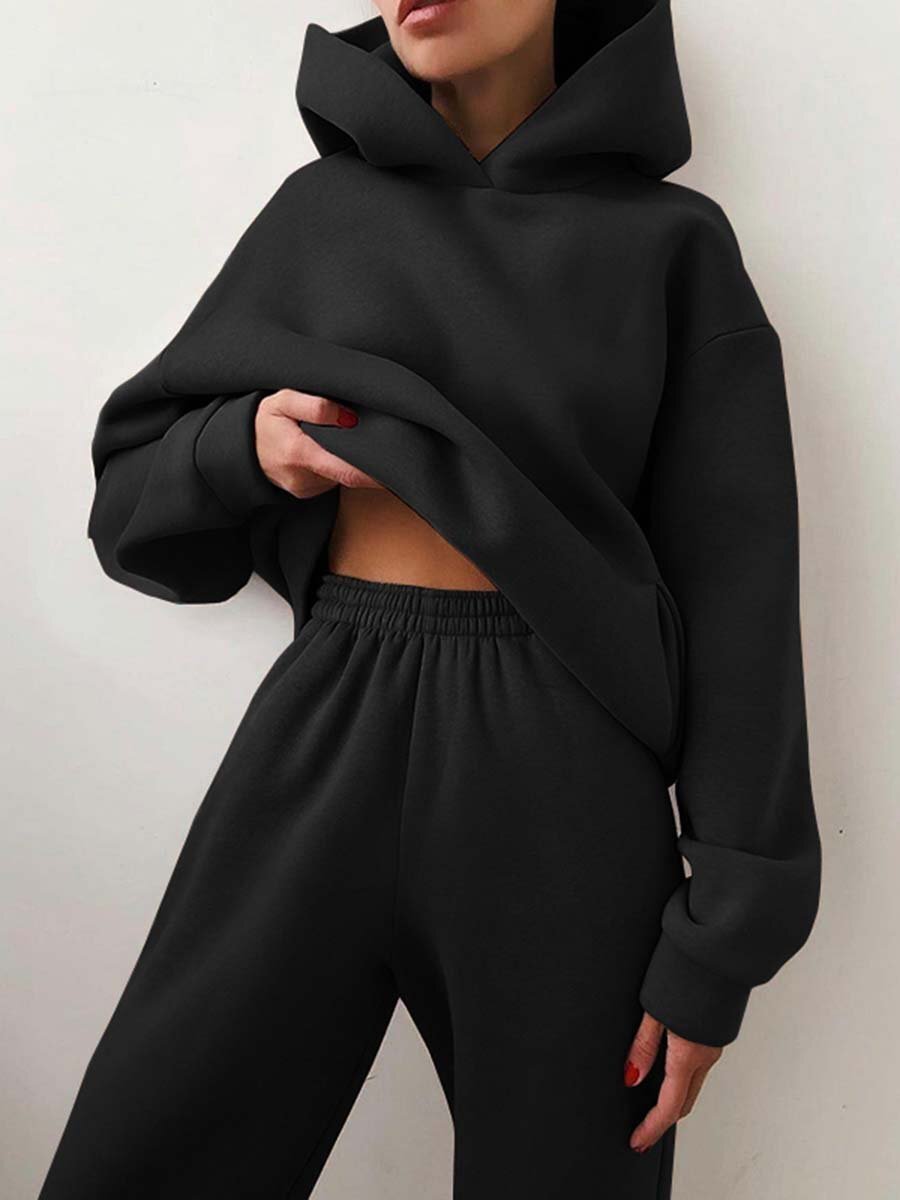 Komplet damski | Bluza z kapturem, spodnie joggingowe | Wygodny