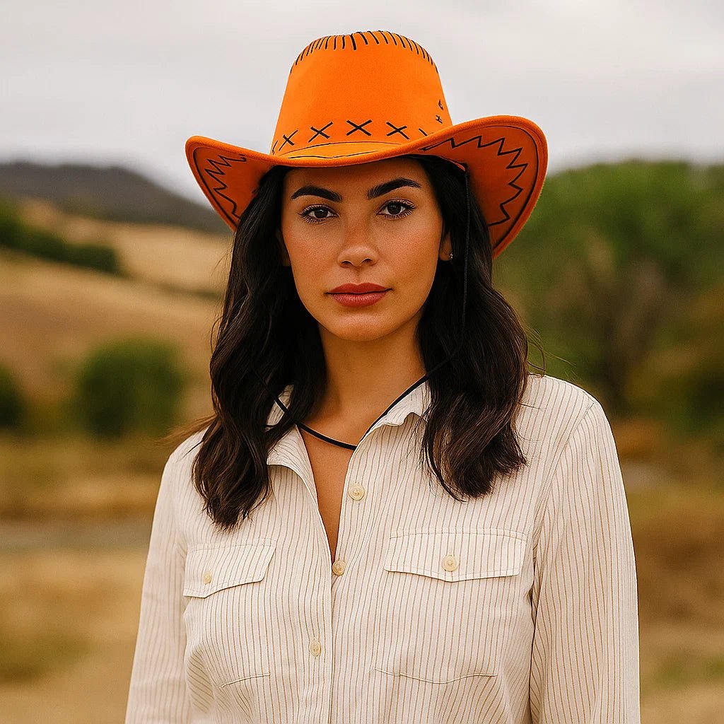 Damski Kapelusz Kowbojski – Styl z Dekoracyjnymi Szwami - vivano - warszawa