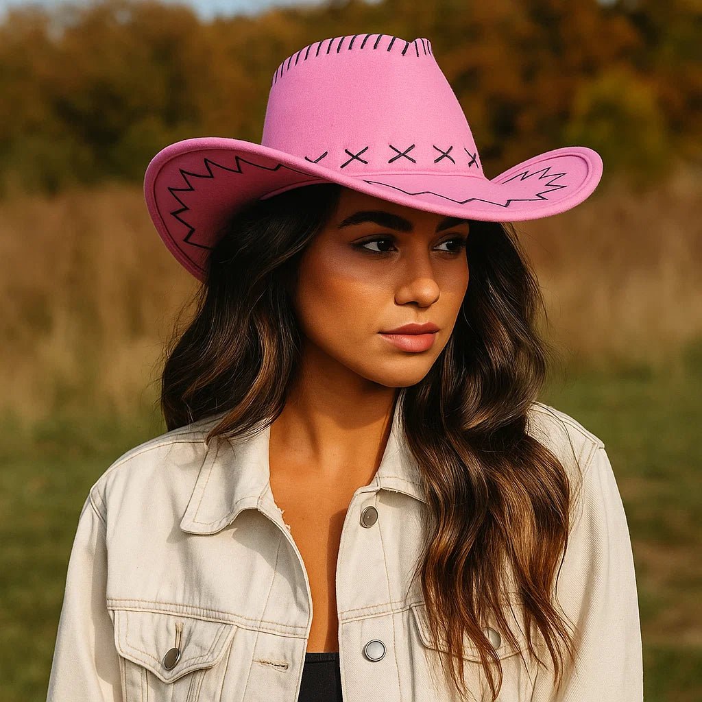 Damski Kapelusz Kowbojski – Styl z Dekoracyjnymi Szwami - vivano - warszawa