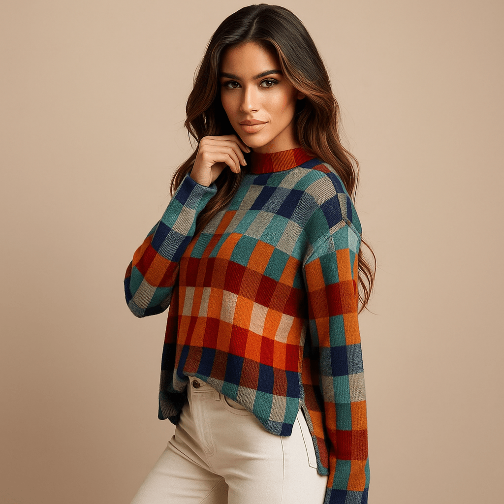 Damski Sweter - Ciepły Kołnierz - Komfort i Styl - vivano - warszawa