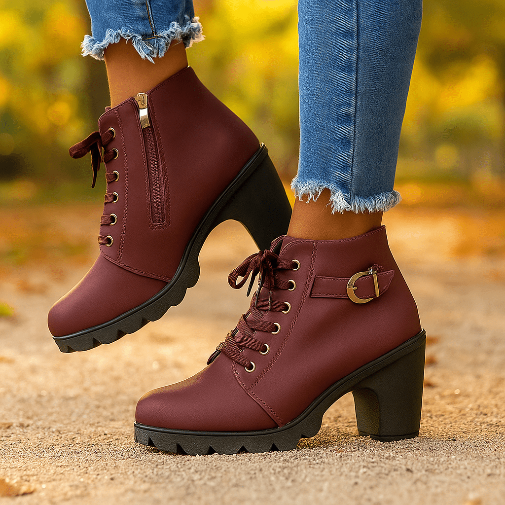 Damskie Botki na Obcasie - Sznurowane - Stylowy Komfort - vivano - warszawa