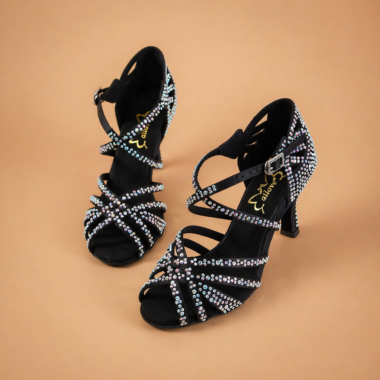 Buty do Tańca | Damskie, Latynoamerykańskie | Satynowe, z Cyrkoniami